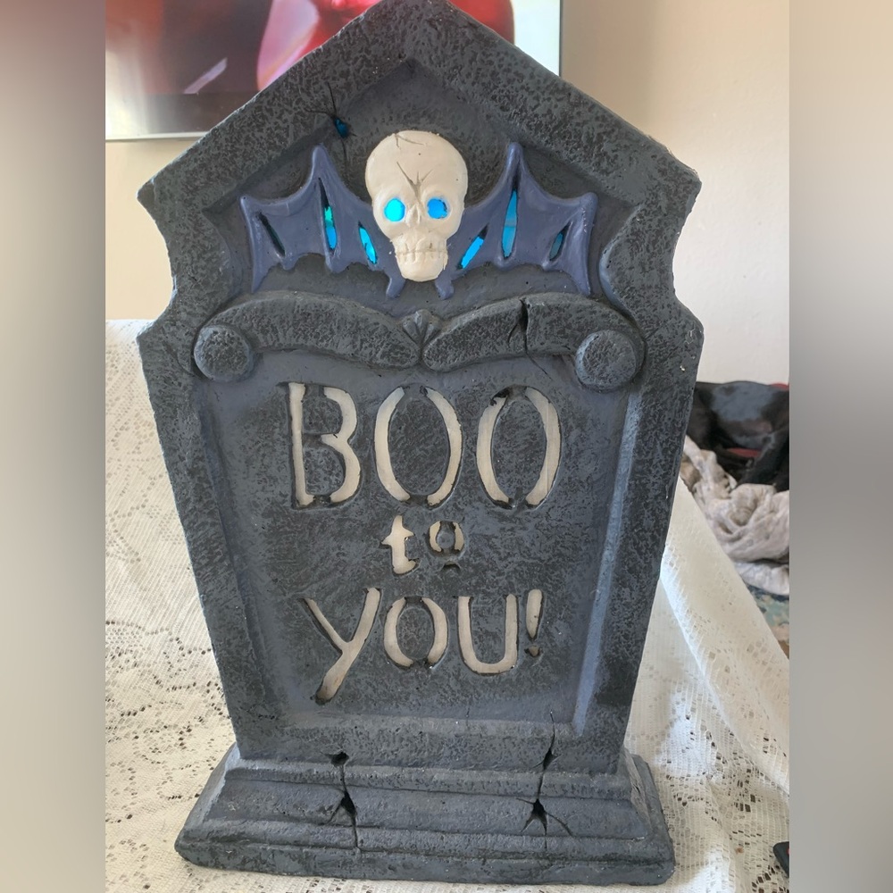 Halloween Home Accents Light-Up Tombstone vintage 22”X14” - Picture 6 of 8